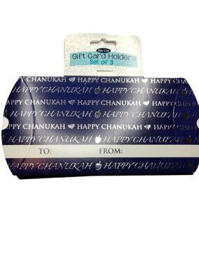 Happy Chanukah Gift Card Holder Box Blue silver Rite Lite  3 Pack